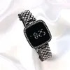 Armbandsur Women's Crystal Armband Watch Square Dial Digital With Rhinestones Band för flickvän födelsedagspresent