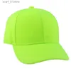 Casquettes de baseball Jaune vif vert uni sergé baseball C blanc chapeau décontracté adapté aux femmes hommes orange citron 6 panneaux C pare-soleil pré-incurvéC24319