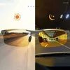 Solglasögon FG Night Vision Glasses Men Anti-Glase Driving Goggle Half Frame Polarised for Driver UV400 Day och