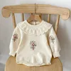 MILANCEL Осенняя одежда для маленьких девочек, боди для малышей, тонкий вязаный свитер с вышивкой, комбинезон 240318