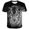 Men's T Shirts Summer Tide Fierce Tiger Picture Men T-Shirts Casual 3D Print Tees Hip Hop Personality Round Neck Short Sleeve Quick-Dry Tops