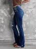 Jeans da donna Pantaloni svasati strappati da donna Pantaloni elasticizzati casual retrò con fondo a campana Pantaloni bootcut da ufficio Y2K in denim sottile con fondo a campana