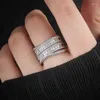 Wedding Rings Luxury Women's Bands Fashion Elegant Cubic Zirconia Wide Face Ring Temperament Engagement Jewelry Accessories