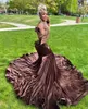 Prom Dresses for Chocolate Women 2024 Diamond Veet Mermaid Party Gowns Sheer Neck Vestidos De Fiesta