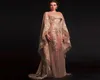 2020 novo vestido de chiffon champanhe kaftan árabe exclusivo sexy decalques transparentes vestido de noite em dubai e dubai festa xale robes3872375