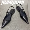 Dress Shoes JIUMIJIUMI Handmade Woman Pointed Toes Kitten Heels Slingbacks Ankle-Wrap Sandals Solid Narrow Band Concise