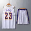 City version Lakers jersey James 23 team uniform round neck vest basketball adult and childrens set