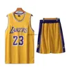 City version Lakers jersey James 23 team uniform round neck vest basketball adult and childrens set