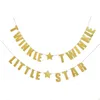 Party Decoration Glitter Gold Silver Letter Twinkle Little Star Pattern Paper Banners Flags For Birthday Baby Shower Garland