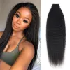 Extensions BHF Kinky Straight Tape i förlängningar Brasilianska naturliga svarta Remy Human Hair Yaki Tape i mänskliga hårförlängningar 20 st