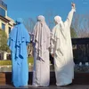 Etnisk kläder bönplagg crepe 2 bit set muslimska kvinnor abaya klänning två lager khimar hijab halsduk islam dubai kläder eid ramadan