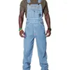 Mäns jeans Fashion Cargo Bib Overall High Street Denim Jumpsuits Washed Workwear Suspender Pants For Male Big Size 5xl