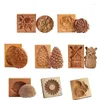 Bakvormen Biscuit Mold Cutter Houten Koekje Kerstmis 3D Blad Pinecone Voor Koekjes Schattig Perstype