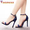 Kleidschuhe 11 cm Leopardenmuster Ultra-High Heels Plus Size Cover Heel Sommer Sandalen Sexy One Word Band Party Stiletto Damen Neu H240321G99L