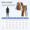 Men's Sleepwear Pajamas Men Tiger Stripes Leisure Two Tone Print 2 Pieces Retro Pajama Sets Long Sleeves Trendy Oversize Home Suit