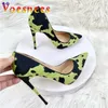 Dress Shoes New Camo Graffiti High Heels 12CM Pointed Thin Heel Banquet Pumps Versatile Women Shallow Cut Single Model Fashion ShowPIBX H240321