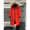 Рождественская куртка-пуховик Cananda Goose, женский канадский пуховик, женские паркеры, зимние паркеры средней длины, с капюшоном выше колена, толстые теплые гусиные куртки Chenghao01 587