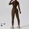 Fashion Zipper Long Sleeve Fitness Overalls Women Sportswear Quick-dry Gym Yoga Jumpsuit Black Sport Set Women Outfit 240311