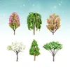 Flores decorativas 6pcs modelo de árvores em miniatura trem ferrovias arquitetura árvore ferrovia para diy artesanato cenário paisagem (padrão misto)
