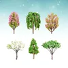 Decoratieve bloemen 6 stuks modelbomen miniatuur trein spoorwegen architectuur boom spoorweg voor doe-het-zelf ambacht landschap landschap (gemengd patroon)