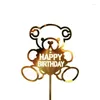 Party Supplies Happy Birthday Cake Topper Gold Silver Acrylic Decorations Baby Shower Wholesale