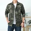 Camisas casuais masculinas ao ar livre manga longa camisa de algodão militar tático jaqueta lapela botão blusa primavera outono streetwear roupas masculinas