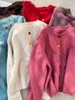 Женский вязаный однобортный свитер радуги с круглым вырезом, вязаный кардиган, корейский милый весенне-осенний ленивый стиль, розовое пальто с длинными рукавами