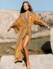 Bsubseach femmes imprimé géométrique maillot de bain cache maillots de bain à manches longues plage Kimono été Cardigan Caftan robe