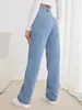 Plus Size Jeans met wijde pijpen voor dames Hoge taille Rekbare loszittende denim jeans Broek voor dames 100kgs 175cms hoog Recht 240315