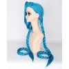 Wigs HAIRJOY Cosplay Lol Jinx 100cm Long Blue with Double Braids Halloween Anime Costume Wig Heat Resistant Synthetic Hair