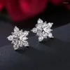 Brincos de parafuso prisioneiro moda coreana jóias requintado strass cristal natal floco de neve flor atacado boucles d'oreilles oorbellen