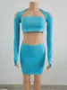 Casual Jurken SKMY Vrouwen Kleding Lange Mouw Jurk 2024 Herfst Mode Sexy Party Night Club Outfit Blauw Bodycon Mini Effen kleur