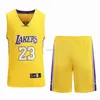 Lakers 23 James Jersey Herren andas Svett Wicking broderad basketdräkt i vit lila och gul