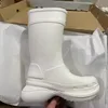 Luxurys kniehohe Gummistiefel mit langen Röhren, Designer-Regenstiefel für Damen, dicke Sohlen, runder Kopf, rutschfeste dicke Sohlen, modische und vielseitige hohe Regenstiefel