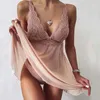 Mulheres sleepwear sexy mulheres sem costura roupa interior romance respirável renda lingerie vestido de dormir