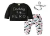 新生児の赤ちゃんの服のパパは私のヒーロー3pcs服装セット長い袖のtshirtpantsheadband幼児幼児服スーツy200801437733