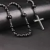 Colliers pendentifs hématite bénédiction chapelet collier de prière avec pour croix bijoux religieux amulette longue chaîne