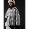 女性のスーツ秋と冬の韓国版の怠zyなロングウールの格子縞のスーツゆるい快適なスリミングジャケット