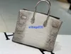 Sacs fourre-tout Sac à main en crocodile de l'Himalaya Véritable cousu à la main Importé Peau de crocodile du Nil Ventre Himalaya Blanc Sac à main pour femme Bk Platinum Bag 35c ont le logo HBZHZB