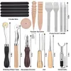 BAGERLA 50 pièces outils et fournitures de travail avec boîte à outils Pro Punch Edge biseauté cordes de cire aiguilles parfaites pour l'artisanat du cuir I Punchi Cutti Sewi