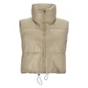 Gilets à col montant pour femmes, veste chaude sans manches, coupe cintrée, couleur unie, ample, fermeture éclair, épaisse, peluche, courte