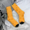 Meias masculinas outono inverno design louco mulheres homens amarelo queijo suíço antiderrapante basquete