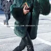 Women's Fur Faux Fur Autumn and Winter New Artificial Fur Coat Dark Green Fox Fur Imitation Fur Coat Middle and Long Womens Coat Is Thin