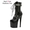 Dress Shoes Brand Women Black Classic Short Boots Sexy Platform Super High Heels 17 20CM Pole Dance lace-up Roman H240321VVTM9D8I