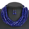Kedjor mode afrikansk etnisk stil färgglada pärlor vävda flera lager halsband bröllop party damer smycken choker set