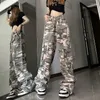 Pantaloni da donna WCFCX STUDIO Camouflage Gamba larga Cargo Autunno Baggy Paracadute Fashion Party Comodo Streetwear Pantaloni casual