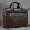 Cartelle da uomo Cartella da lavoro Borsa da lavoro di lusso in pelle di design vintage per pendolari Business S 15,6" Messenger per laptop