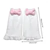 Calzini da donna Scaldamuscoli in peluche Lolita Dolce fiocco rosa Cosplay Copri piede fuzzy F3MD