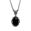 Pendant Necklaces Gothic Victorian Cameo Black Cabochon Glass Necklace Romantic Valentine Gift