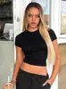 Spring 2024 New Short sleeved Womens Solid Casual Soft Full Match Hot Selling Basic Crop Top T-shirt Summer Fashion 240320